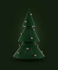 Abstract green Christmas tree 3d illustration background
