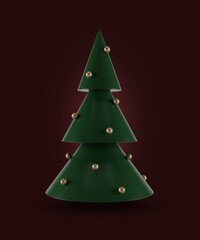 Abstract green Christmas tree 3d illustration background