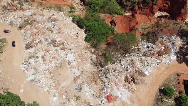 Aerial View Of Trash That Is Dumped Illegally Inside The City Limits Of Planaltina, Brazil