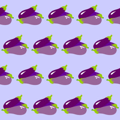 Pattern eggplant, hand drawn vector illustration