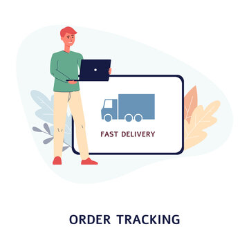Fast delivery service and online app order tracking a vector isolated illustration
