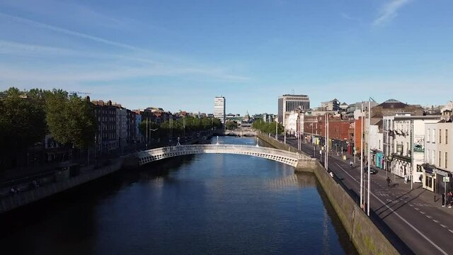 Drone Footage Of Dublin City In The Summer Ha'Penny Bridge