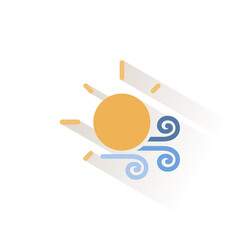 Wind and sun. Isolated color icon. Weather vector illustration