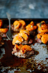 Pork tenderloin with raspberry sauce.