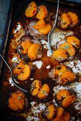 Pork tenderloin with raspberry sauce.