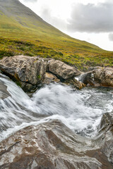 beautiful landscapes, waterfalls, forests full of mushrooms and views of the Isle of Skye in Scotland