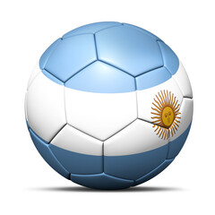 3d soccer ball with Argentina flag - 3D Render isolated in background white.