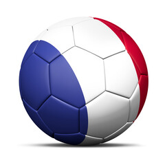 Fototapeta premium 3d soccer ball with France flag - 3D Render isolated in background white.