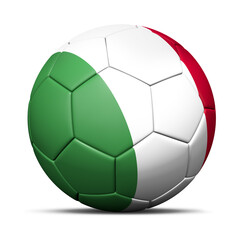 3d soccer ball with Italy flag - 3D Render isolated in background white.