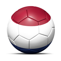 Fototapeta premium 3d soccer ball with Netherlands flag - 3D Render isolated in background white.