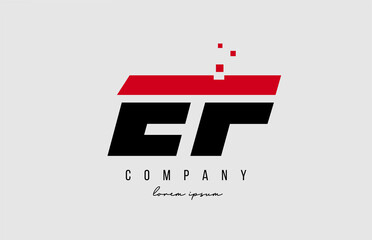 ef e f alphabet letter logo combination in red and black color. Creative icon design for company and business