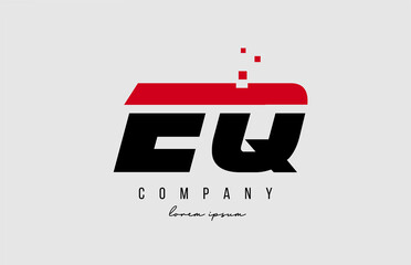 eq e q alphabet letter logo combination in red and black color. Creative icon design for company and business
