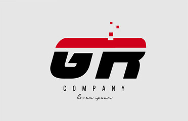 gr g r alphabet letter logo combination in red and black color. Creative icon design for company and business