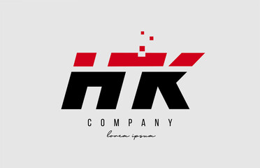 hk h k alphabet letter logo combination in red and black color. Creative icon design for company and business