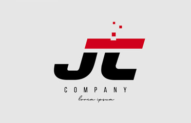 jc j c alphabet letter logo combination in red and black color. Creative icon design for company and business