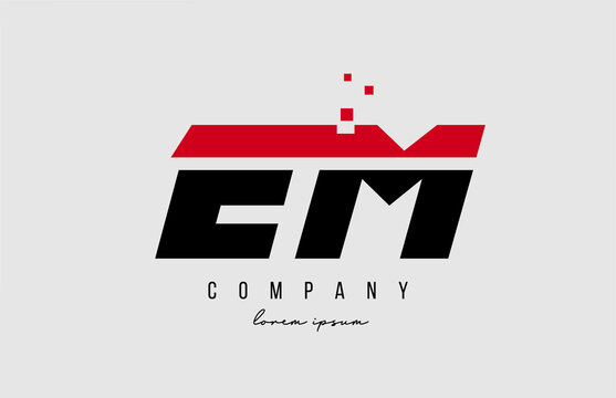 em e m alphabet letter logo combination in red and black color. Creative icon design for company and business