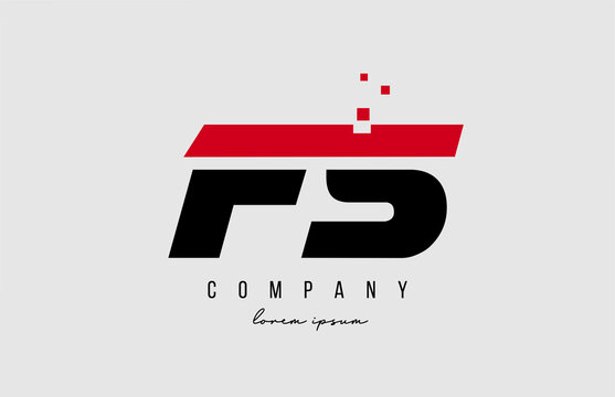 fs f s alphabet letter logo combination in red and black color. Creative icon design for company and business