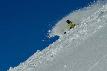 Naklejka na ściany i meble A skier spraying fresh snow