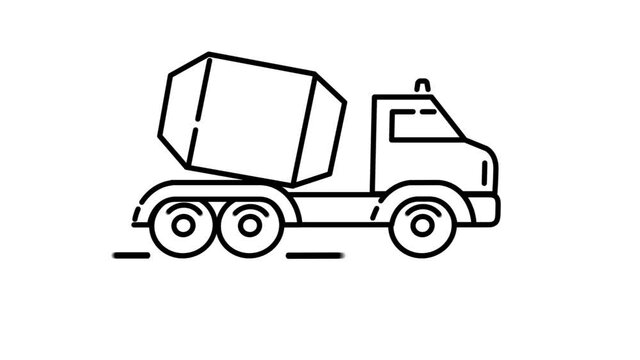 Concrete Mixer Truck line icon on the Alpha Channel