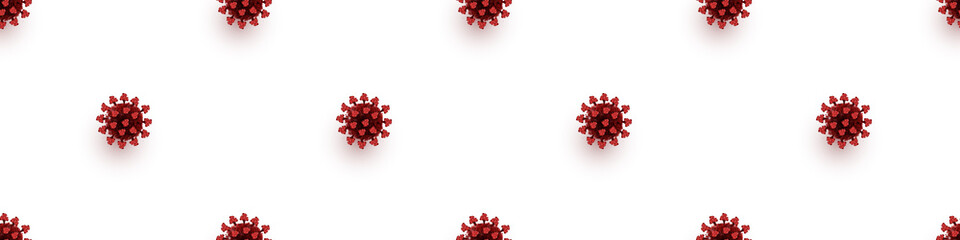 Coronavirus vector pattern. Corona virus 3d model. Abstract covid background. Red covid19 icon on white background. Backdrop for infographic, poster. Abstract design