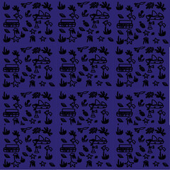 marine theme vector illustration, octopus, mermaid, boat, ship, shark, swordfish, sand castle, seagulls, ball fish, trident, pebbles, stingray, whale, seahorse, turtle, anchor, lighthouse, treasure ch