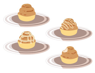 シナモンロール　お皿付き(線無し)