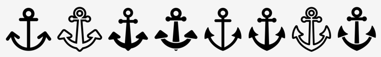 Anchor Icon Set | Anchors Vector Illustration Logo | Anchor Icons Isolated Collection