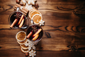 Christmas atmospheric background with mulled wine