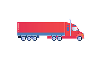Truck or Lorry vehicle template isolated on white background. Truck icon for car branding and advertising. Transport for logistics and delivery. Flat cartoon vector illustration.