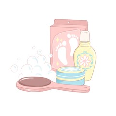 フットケアアイテム、化粧品のイラスト
