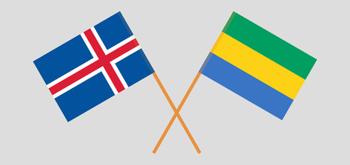 Crossed flags of Gabon and Iceland