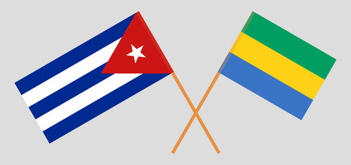 Crossed flags of Gabon and Cuba