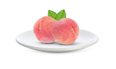 peach fruit isolated on white background.