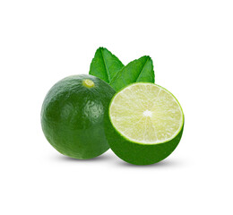 green lemon on white background.