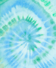 Spiral tie dye background. Tie dye wallpaper. Tie-dye pattern. Tiedye backdrop. Green blue swirl pattern.