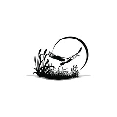 swamp logo with blue heron vector editable