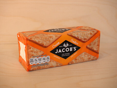 LONDON - OCT 2020: Jacob's crackers packet