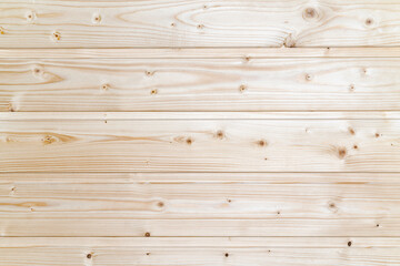 Fototapeta premium Surface wooden plank light yellow background with horizontal boards. Flat lay view of texture, close-up wooden pattern.