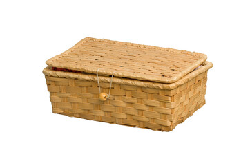 rectangular basket with a lid. isolated on white background