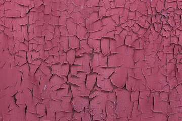 old pink paint metal wall background. Old , rusty iron with paint residue. Abstract color Cracked texture.