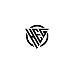 Initial letter HEG triangle logo monogram simple modern vector 