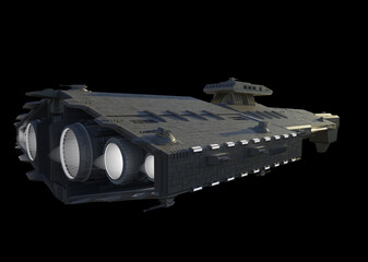 Light Spaceship Battle Cruiser - Right Side Rear View, 3d digitally rendered science fiction illustration