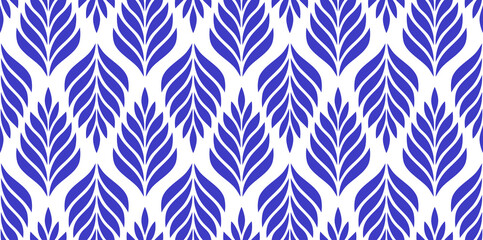 Obraz premium Vector geometric seamless pattern. Modern stylish floral background with leaves.