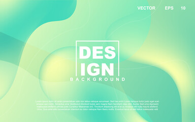 Trendy gradient design abstract geometric background with dynamic soft green and yellow color. Liquid and fluid vector layout template can use modern poster, digital presentation, marketing business