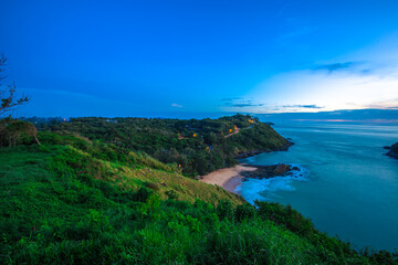 Obraz premium Natural high angle panoramic background With an atmosphere surrounded by mountains and trees, with a blurred wind, cool