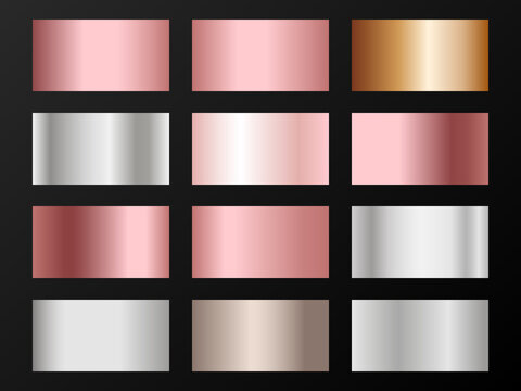 Silver platinum copper bronze gold gradients.