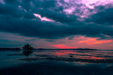 Natural high angle panoramic background With an atmosphere surrounded by mountains and trees, with a blurred wind, cool