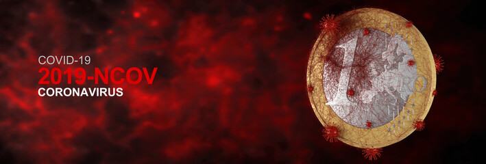 COVID-19 coronavirus contagion one euro coin. 3D Illustration