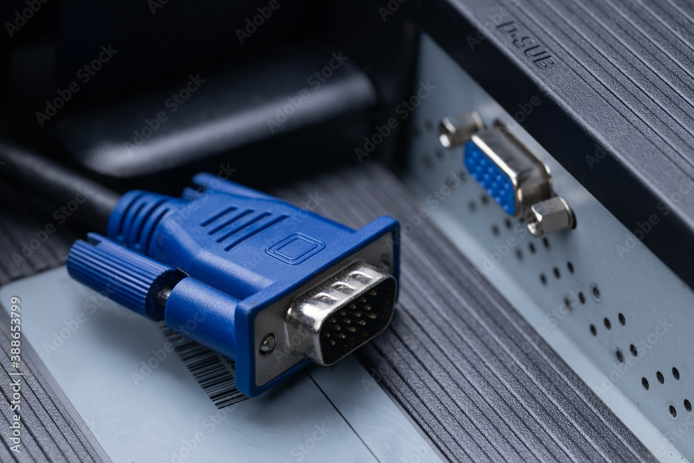 Fototapete vga or video graphics array cable. computer graphics plug
