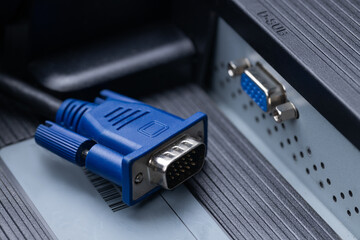 vga or video graphics array cable. computer graphics plug